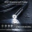 Endoscope Camera with Light, 4.3inch HD Inspection Camera, 8.5mm IP67 Waterproof with 8 Adjustable LED, Semi-Rigid Snake Cable for Sewer, Automotive Engine