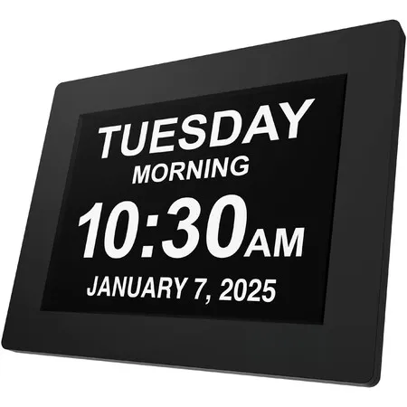 10.1inch Extra Large Font Clock for Seniors Elderly Alzeimer Dementia Large Digital Day Date Clock with Custom Alarms Christmas Gift COL Black