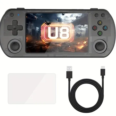 128G Retro Handheld Video Game Console  28000+ Games Linux System 4.0-inch IPS Screen Portable Pocket Video Player Game Color Black