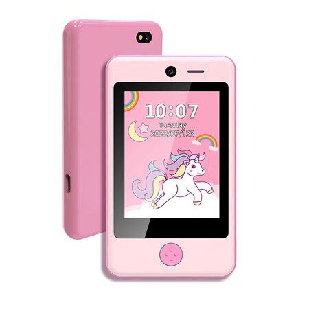 Kids Phone Touch Screen Cell Phone with 2 Camera Games Alarm Clock MP3 Music Player Phones for Kids Christmas Birthday Gifts Toys (Pink)