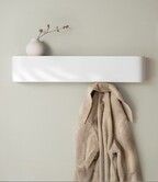 Wall-Mounted Coat Rack with Hidden Hooks Entryway Hanging Shelf Modern Wood Coat Hanger for Bedroom Kitchen Hallway Bathroom(White)
