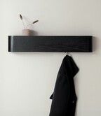 Wall-Mounted Coat Rack with Hidden Hooks Entryway Hanging Shelf Modern Wood Coat Hanger for Bedroom Kitchen Hallway Bathroom(Black)