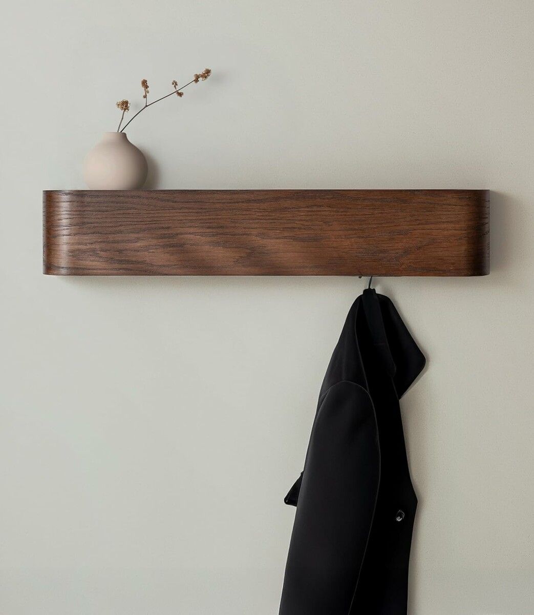 Wall-Mounted Coat Rack with Hidden Hooks Entryway Hanging Shelf Modern ...