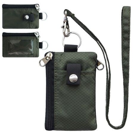 Minimalist RFID Blocking Small Wallet with ID Window,WaterResistant Zip Id Case Wallet with Lanyard Keychain for Cards,Cash,Travel,Women,Men