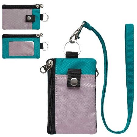 Minimalist RFID Blocking Small Wallet with ID Window,WaterResistant Zip Id Case Wallet with Lanyard Keychain for Cards,Cash,Travel,Women,Men