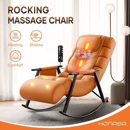 Massage Chair Recliner Rocking Sofa Full Body Massaging Seat Shiatsu Heated Relax Back Neck Shoulder Leg Massager Kneading Vibration Rocker Armchair