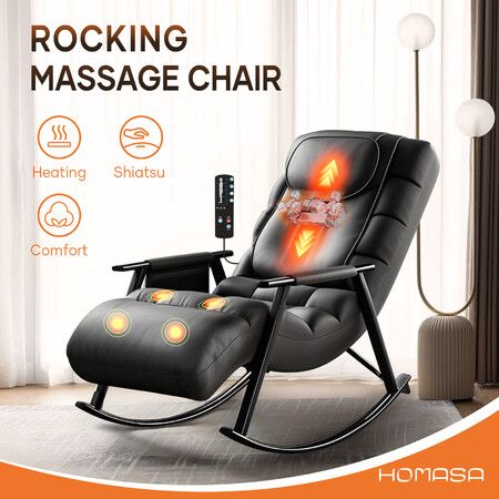 Massage Chair Rocking Sofa Recliner Armchair Full Body Massaging Seat Shiatsu Heated Relax Back Neck Shoulder Leg Massager Kneading Vibration Glider