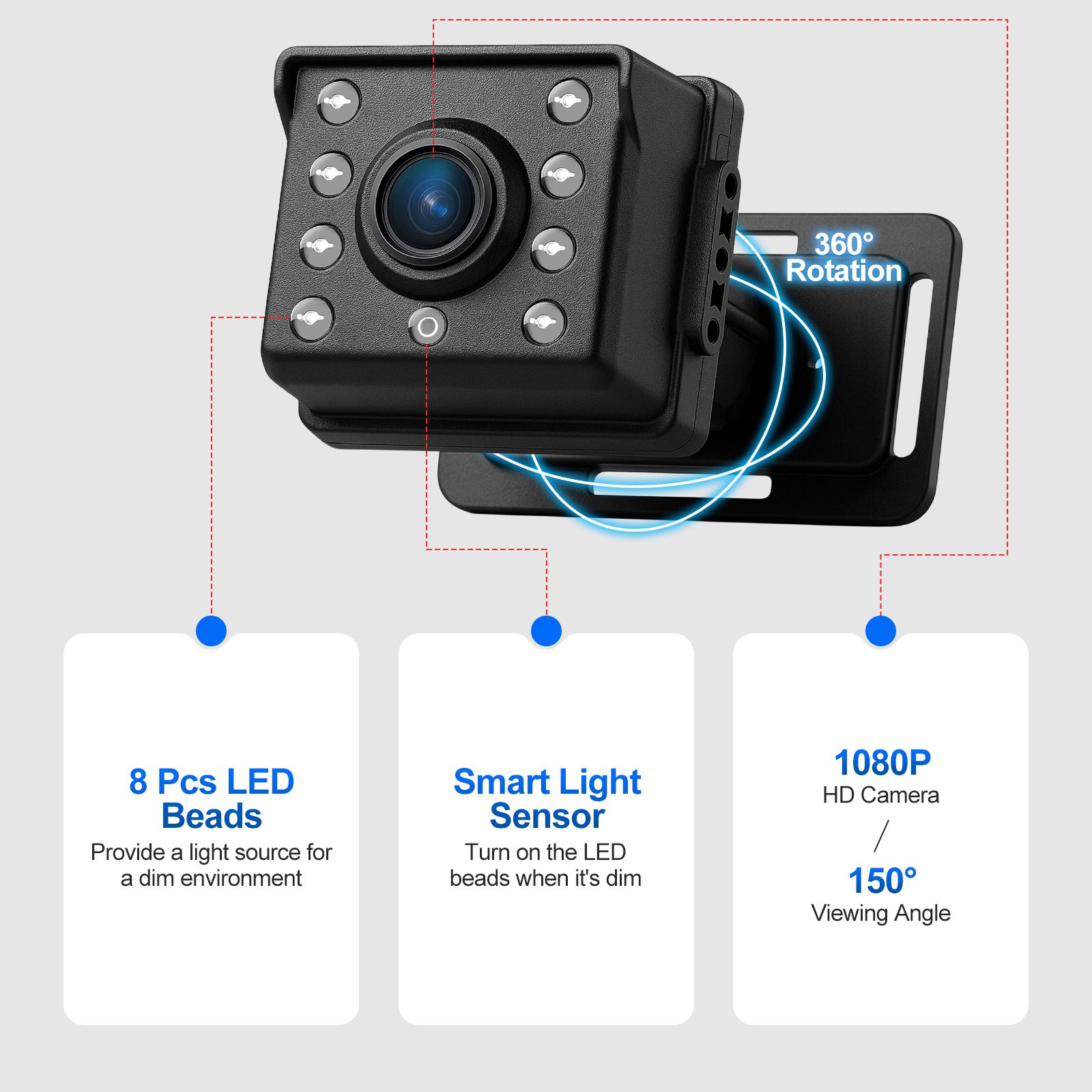 Baby Monitor Car Camera 1080P HD LED Night Vision Cam Back Seat Infant Kids Pet Safety Wide Clear View Rear Facing 4.3 Inch Display Easy Setup Mirror