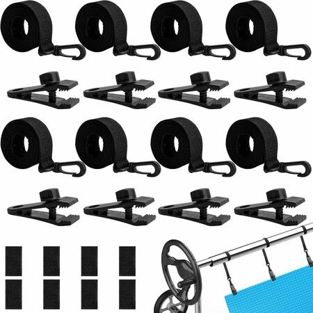 Pool Solar Cover Reel Accessory Kit,Pool Solar Cover Straps and Clips,Solar Blanket Straps Kit,For Swimming Pool