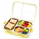 Stainless Steel Lunch Box,Durable Bento Box Containers with 3 Compartments,Leakproof Lock & Portable Utensil Set,Yellow