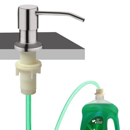 Soap Dispenser for Kitchen Sink, Built in Sink Soap Dispenser, Countertop Soap Dispenser Pump with 1 Meter Extension Tube kit, Silver