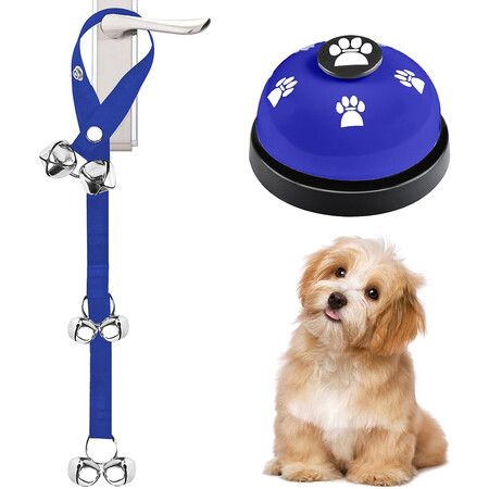 Pet Training Bells for Go Outside Potty Training and Communication Device Loud Dog Bell Cat Puppy Interactive Toys Adjustable Strap Door Bell (Blue)
