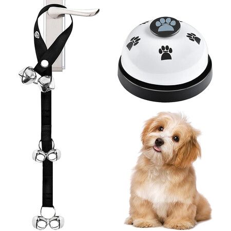 Pet Training Bells for Go Outside Potty Training and Communication Device Loud Dog Bell Cat Puppy Interactive Toys Adjustable Strap Door Bell (White)