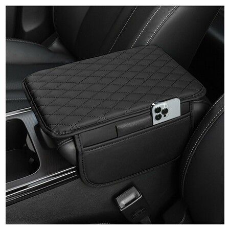 Car Center Console Cover,Microfiber Leather Car Armrest Cover Cushion with 2 Storage Bags,Car Armrest Storage Box Car Interior Accessories (Black)