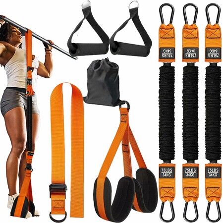 Pull Up Assistance Bands Heavy Duty for Pull Up Bar,Adjustable Weight/Size with Fabric Feet/Knee Rest,Bands for Pull Up Assist for Strength Training-225lb