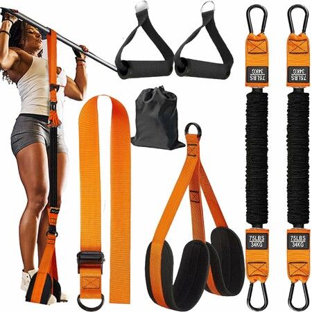 Pull Up Assistance Bands Heavy Duty for Pull Up Bar,Adjustable Weight/Size with Fabric Feet/Knee Rest,Bands for Pull Up Assist for Strength Training-150lb