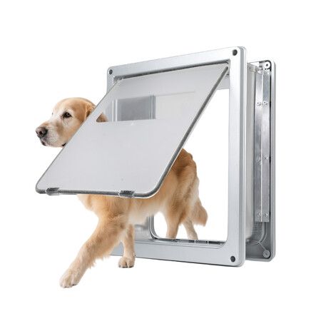 Large Pet Door for Wall aluminum alloy Frame Telescoping Tunnel Lockable Dog Cat Door Weatherproof Strong and Durable (Pets Up to 45.36kg)