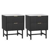 Artiss 2x Bedside Table 2 Drawers - Black