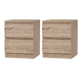Artiss 2x Bedside Table 2 Drawers - PEPE Oak