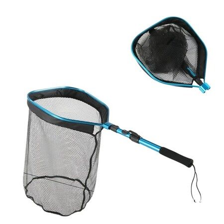 Floating Collapsible Telescopic Landing Net Aluminum Handle Foldable Fish Net Retractable Lanyard Saltwater Freshwater kayak Boat Sea