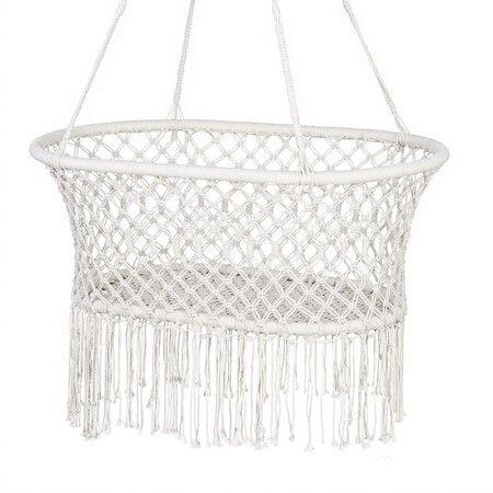 Gardeon Hammock Chair Cotton Swing Chair Outdoor Indoor Cream