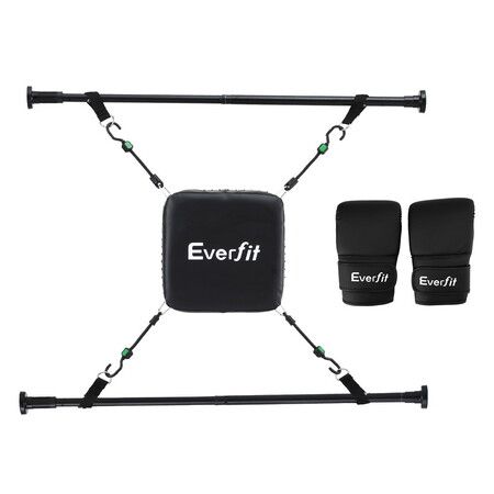 Everfit Doorway Punching Bag Adjustable Apartment Friendly with Boxing Gloves Black