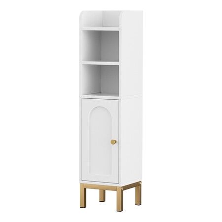 Artiss Bathroom Storage Cabinet Floor Organizer Toilet Corner Adjustable Shelf with Door White
