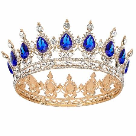 Crown for Women,Queen Crown Tiara for Princess Party,Gold Blue