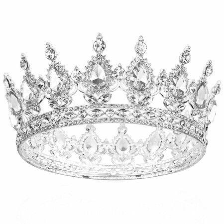 Crown for Women,Queen Crown Tiara for Princess Party,Silver White
