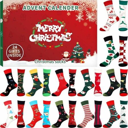 24 Pairs Christmas Long Socks Blind Box Ideal For Christmas Gifts Holiday Parties And Everyday Wear