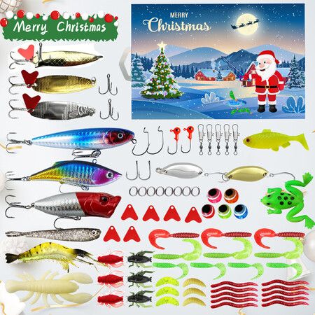 Fishing Advent Calendar,24 Days Of Surprise With Fishing Lures Set For Fisherman Teen Boys Dad Christmas Countdown Gift Color Blue