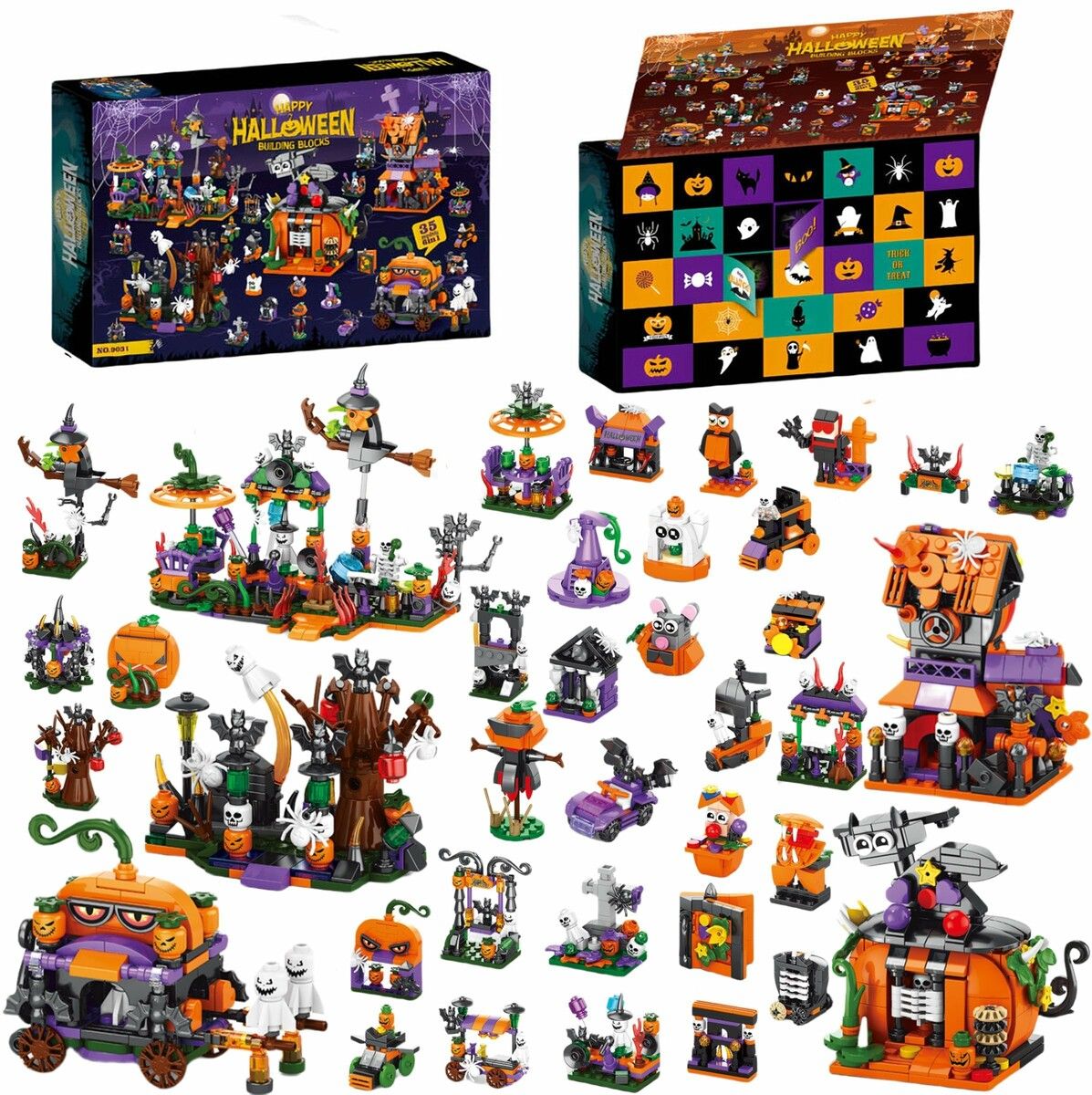 31-Day Halloween Countdown Advent Calendar 2025- Haunted House,Pumpkins,Ghosts Mini Building Block Gifts for Kids Party Goodie Bag Stuffers