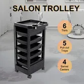 Hair Salon Trolley Tool Cart Hairdressing Colouring Beauty Storage Furniture Mobile 6 Tiers 5 Trays Rolling Wheels Barber Station Spa Tattoo Nail Shop