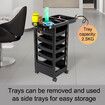 Hair Salon Trolley Tool Cart Hairdressing Colouring Beauty Storage Furniture Mobile 6 Tiers 5 Trays Rolling Wheels Barber Station Spa Tattoo Nail Shop