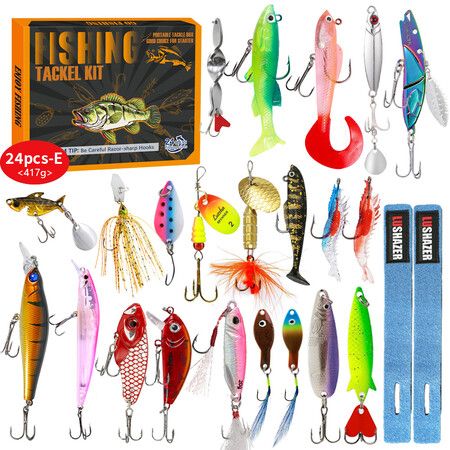 24 Pcs Fishing Gear Lures Bait Set Christmas Countdown Advent Calendar Christmas Fishing Gifts For River Sea Pond