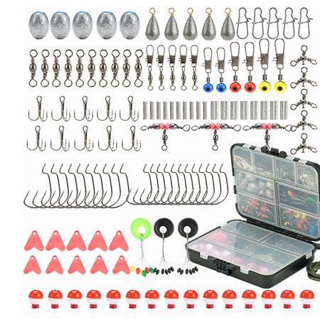264pcs Fishing Lures Tackle Kit Sphere Floats Crank Hooks Swivels Sinkers Lures Sea Bass Float Fishing Tackle Accessories Set