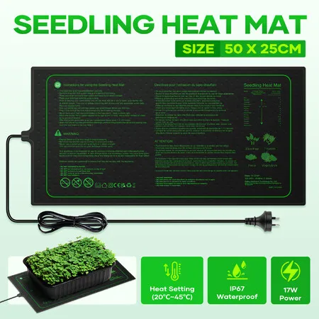 Seedling Heat Mat Plant Germination Starter Tray Sprout Hydroponic Warming Seed Heating Pad Map Propagator Fermentation Gardening Greenhouse 50x25cm