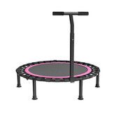48 Inch Folding Trampoline with T-Rails Pink Red Home Fitness Bouncer Indoor and Outdoor Bungee Training Equipment Men Women Children Portable Bouncer Home
