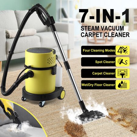Steam Carpet Cleaner Upholstery Vacuum Wet Dry Hard Floor Sofa Spot Rug Stain Remover Pet Car 7in1 Deep Cleaning Machine Portable Smart Vac Mop Wheels