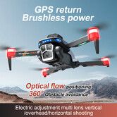 8K GPS Drone Profesional  FPV Drone Dual Camera RC Quadcopter Aerial Aircraft Optical Flow Helicopter Obstacle Avoidanc Color Black