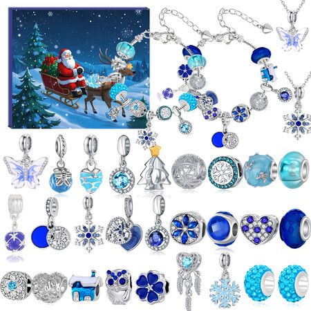 Christmas Advent Calendar for Girls 24 Day Countdown DIY Jewelry Advent Calendar with Bracelet Charm Christmas Birthday Party Gift for Girls Boys