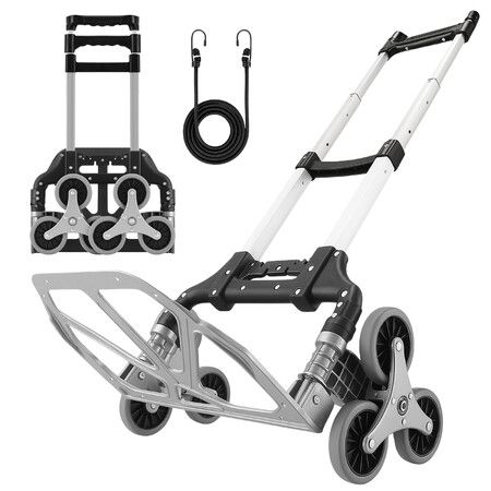 Foldable Dolly Hand Truck Shopping Cart Trolley Stair Climbing Portable Utility Grocery Luggage Transport Moving Office Camping Telescopic Handle