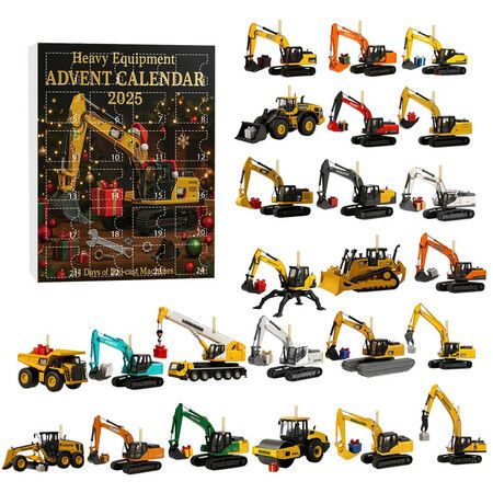Advent Calendar 24 PCS Car Excavator Christmas Acrylic Pendant Decoration Countdown Blind Box Ideal For Christmas Countdown And Festive Decorations