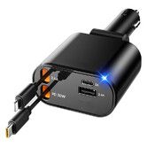 Retractable Car Charger 4 in 1, Fast Car Phone Charger with Cord 2.6ft, USB C and Apple Car Adapter, Compatible with iPhone, Galaxy, Pixel