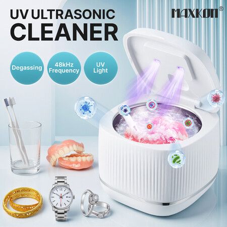 Ultrasonic Jewelry Cleaner Portable UV Degassing Deep Cleaning Machine Jewellery Retainer Aligner Dentures Whitening Tray Watches Diamond Rings 48kHz