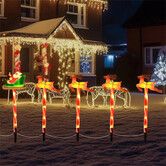 Solar Christmas Pathway Lights Outdoor,Waterproof Led Christmas Santa Lights,Christmas Decorations Outdoor For Yard Patio Walkway Garden Decor
