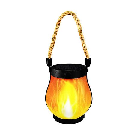Solar Flame Lantern Hanging Outdoor Waterproof Dual Charging Solar USB 1 Pack Garden Outdoor Yard Halloween Christmas Gift COL Warm White