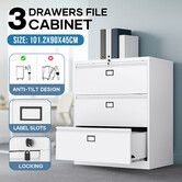 3 Drawers File Cabinet Steel Office Storage Metal Lockable Filing Organiser Home Furniture Vertical Printer Stand Unit Letter Legal F4 B5 A4 Documents