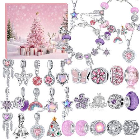 Christmas Countdown Calendar 31 Days Jewelry Bracelets Advent Princess Makeup Jewelry Perfect for Adding to Holiday Celebrations Daily Surprises