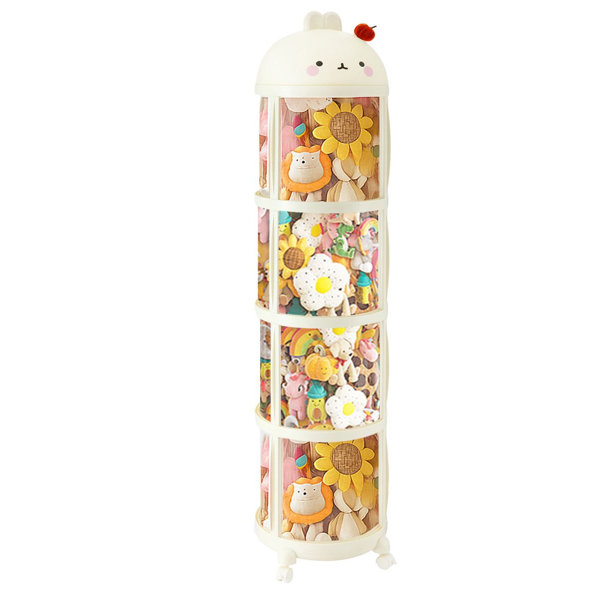 Kids Toys Storage Tube Box Stuffed Animal Plush Doll Display Cabinet Organiser Vertical Container Wheels 181x38cm
